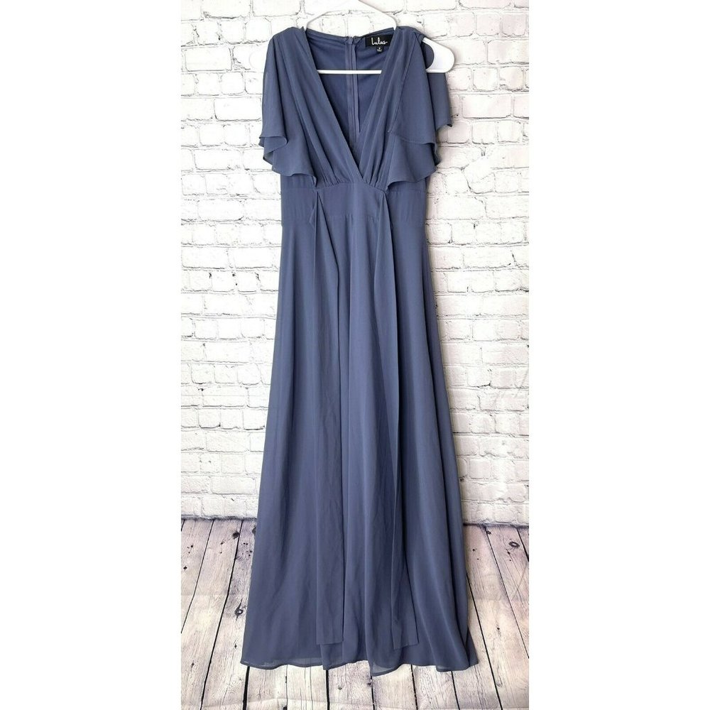 lulus blue maxi dress long bridesmaid size small